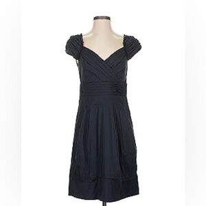 BCBGMaxAzria Black Ruched Midi Dress Sweetheart Neckline (SIZE 2)